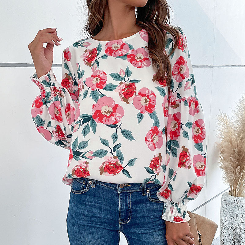 Chemisier femme avec des motifs floraux et des manches volumineuses Chic und Stil