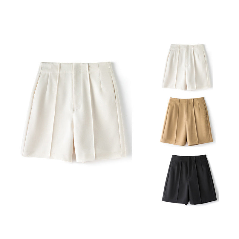 Shorts plissés taille haute ajustés pour femmes Chic und Stil