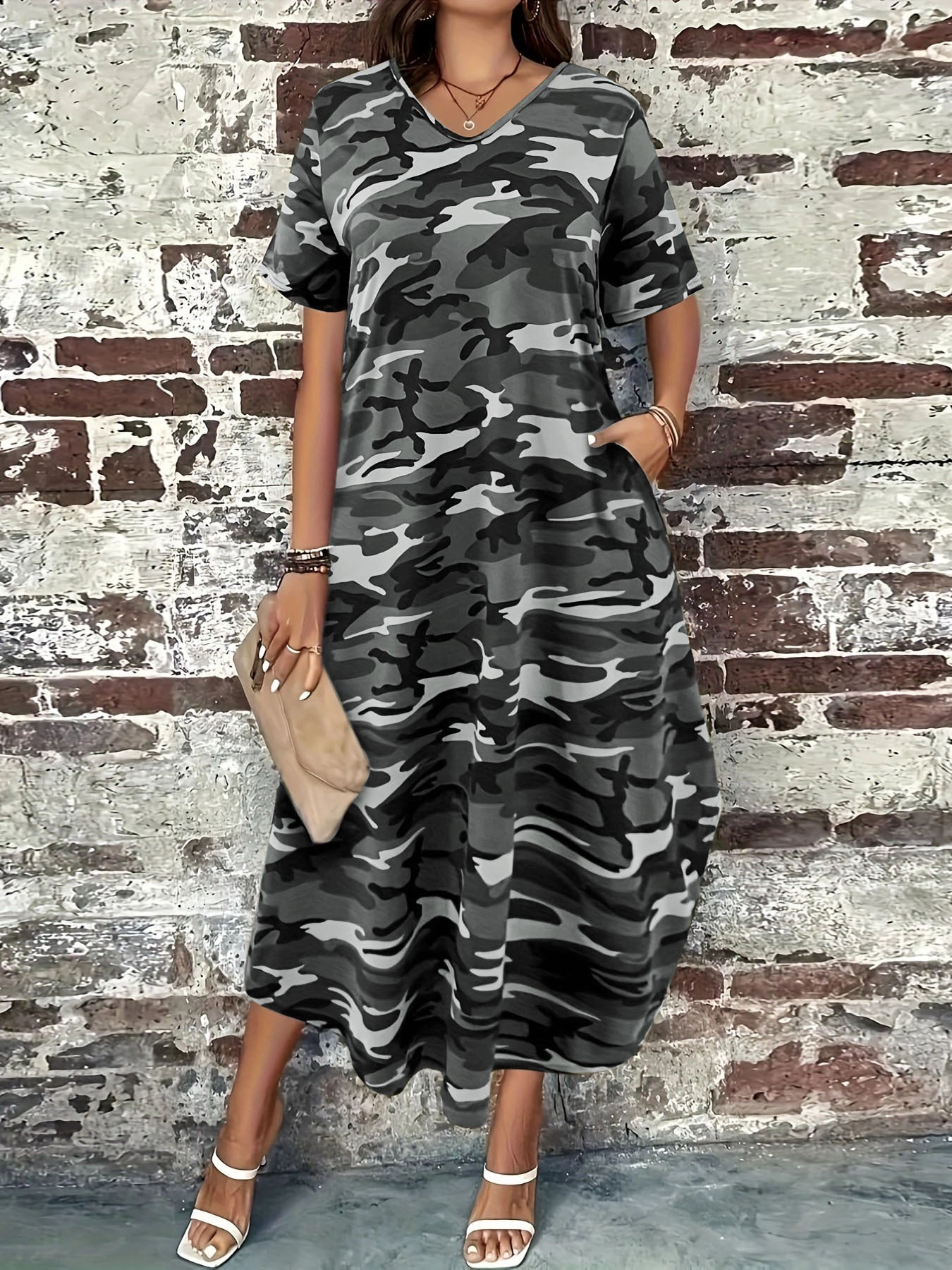 Robe Maxi Camo Imprimé de Loisirs pour Femmes Chic und Stil