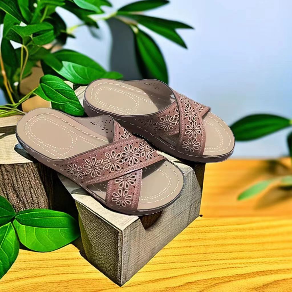 Sandales confort Chic und Stil avec applications florales pour femmes
