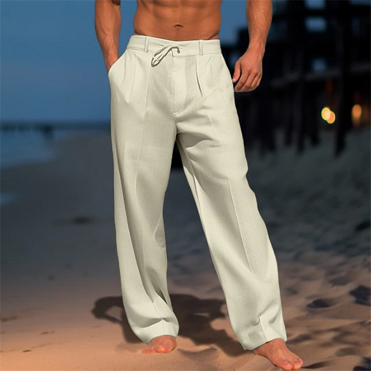 Pantalon d'été ample pour hommes avec taille élastique et poches pratiques Chic und Stil