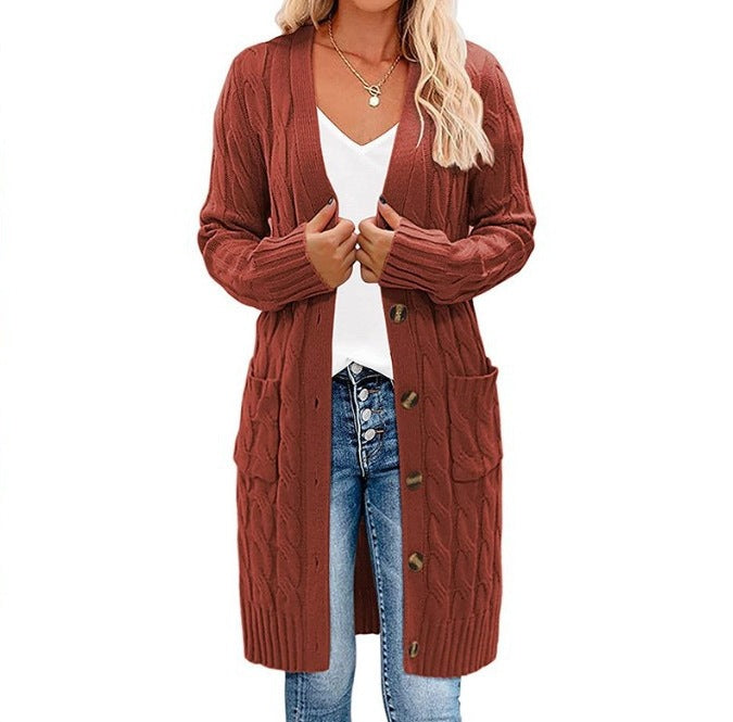 Cardigan femme en gros tricot avec poches et détails de boutons Chic und Stil