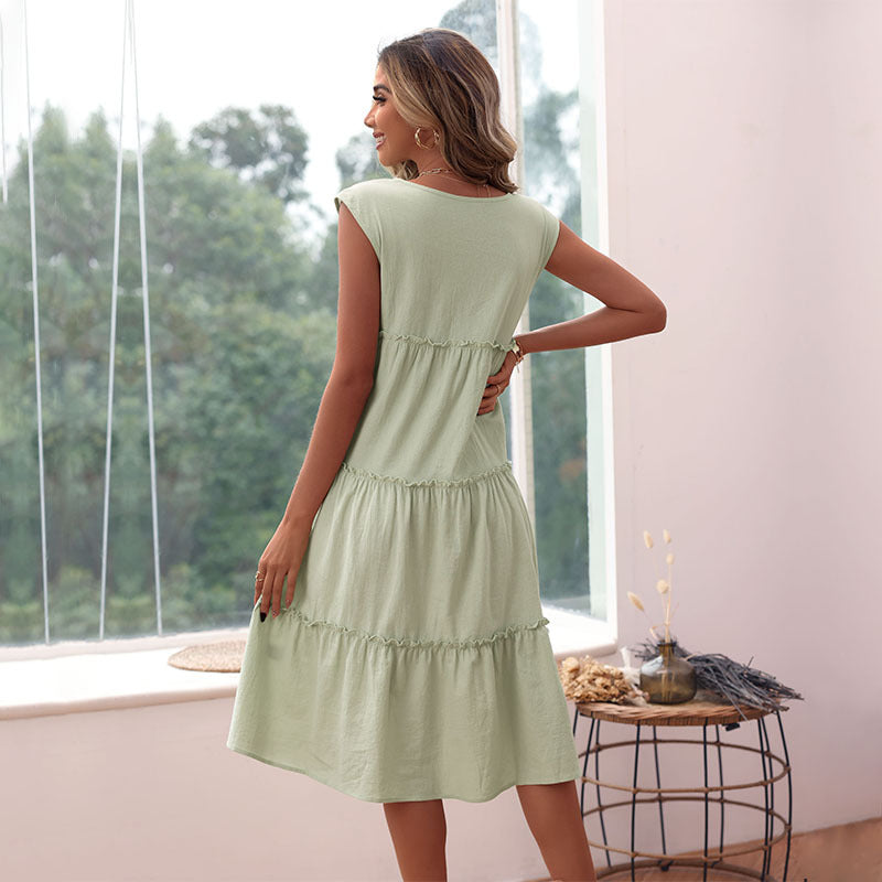 Robe midi à volants pour femmes Chic und Stil