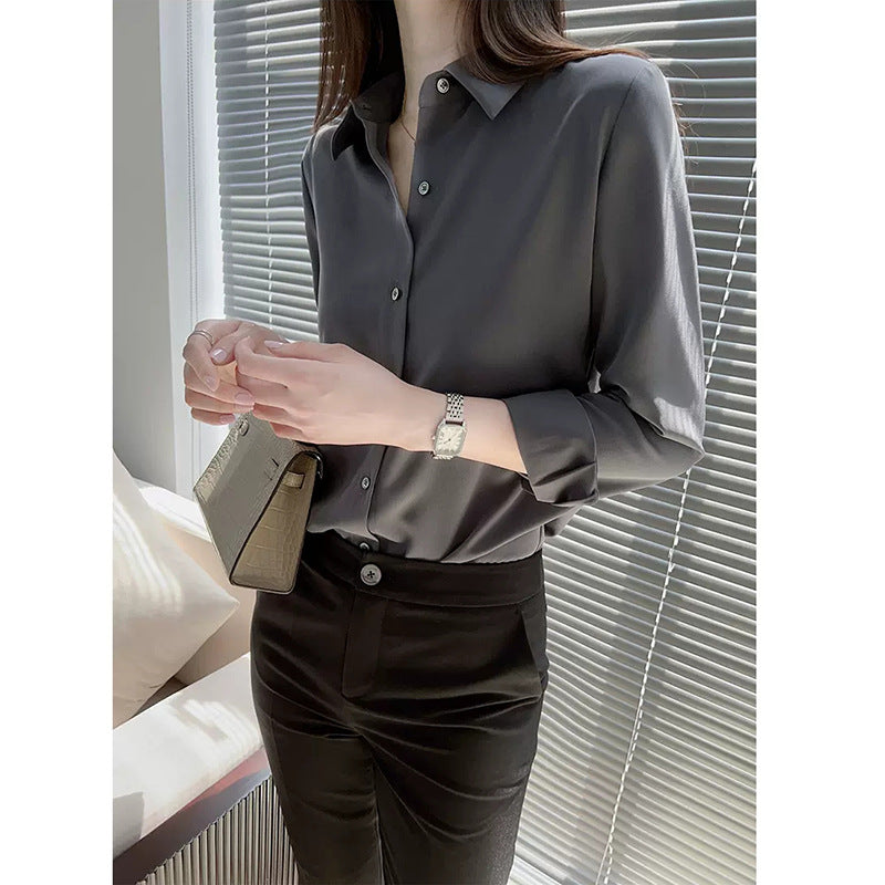 Blouse Satin Boutonnée Femme Chic und Stil