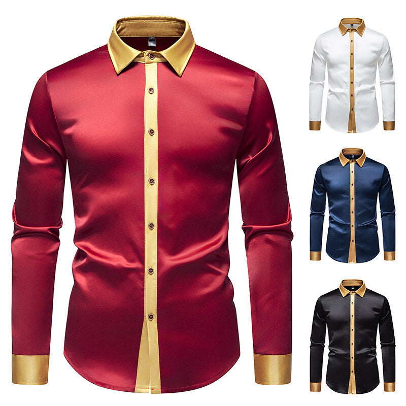 Chemise élégante à manches longues pour homme avec des accents satinés Chic und Stil