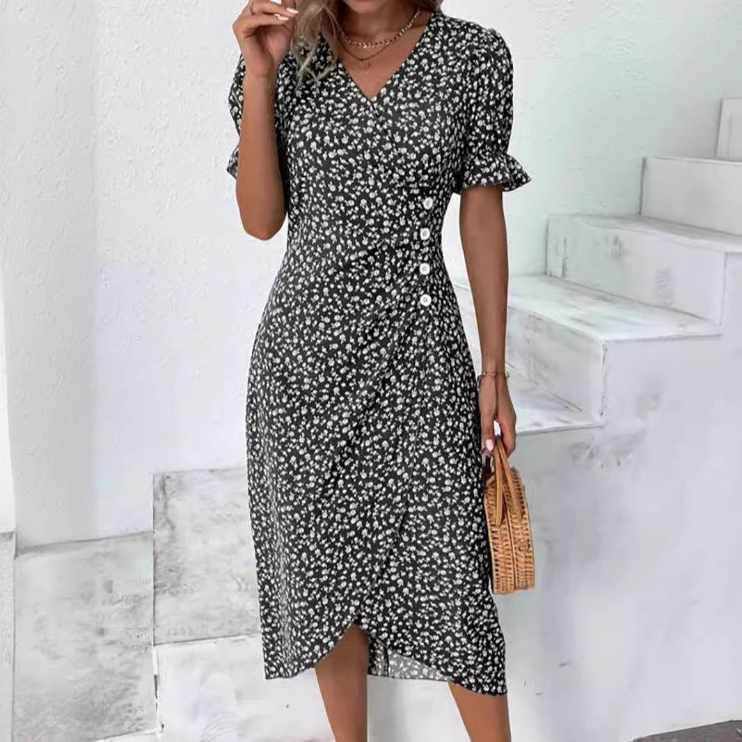 Robe portefeuille florale inspirée vintage pour femmes Chic und Stil