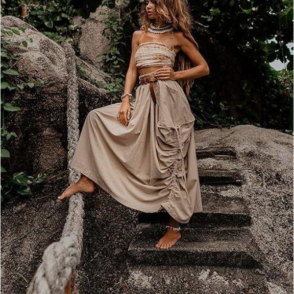 Jupe maxi décontractée pour femmes avec poches latérales pratiques et passants de ceinture Chic und Stil