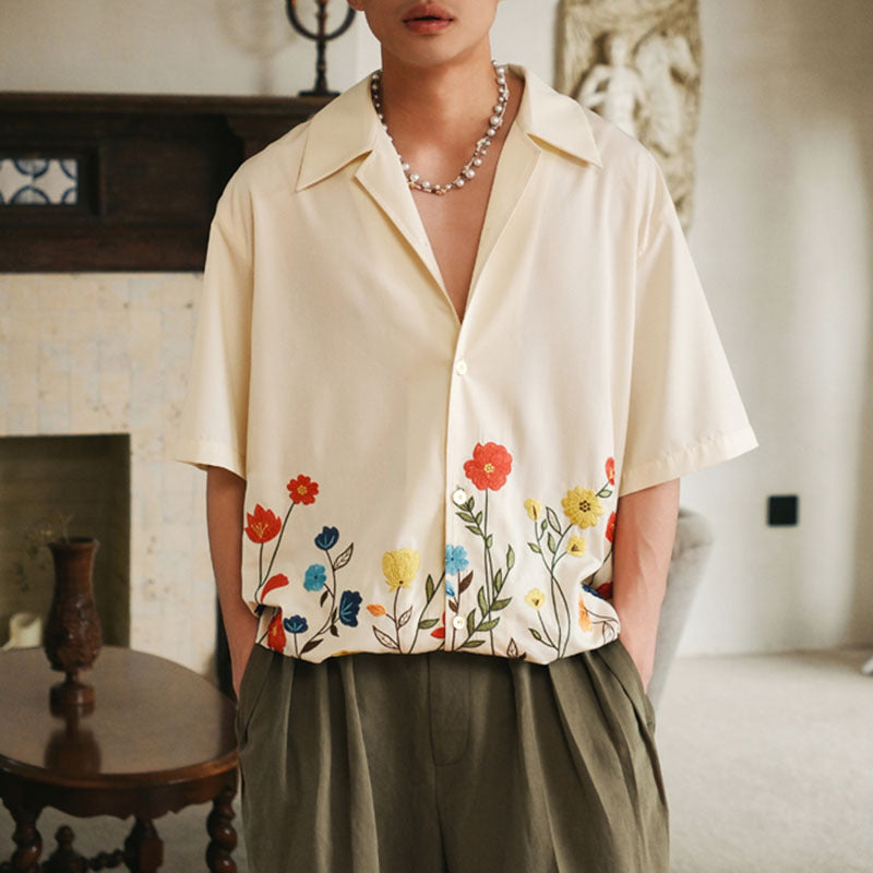 Chemise à manches courtes pour hommes avec motif floral et tissu de haute qualité Chic und Stil