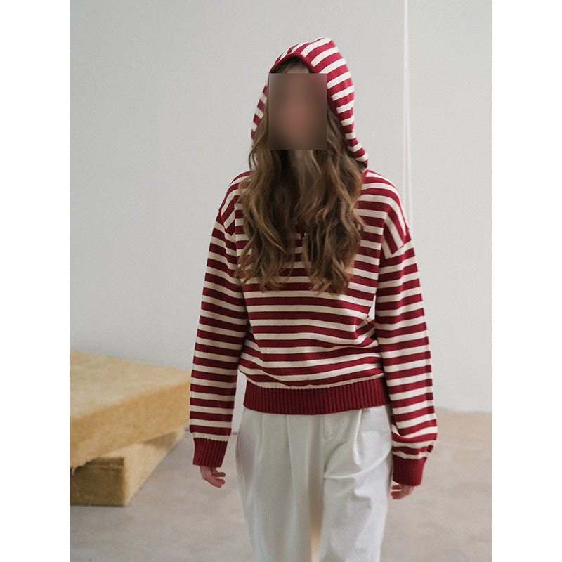 Sweat à capuche rayé court pour femmes Chic und Stil