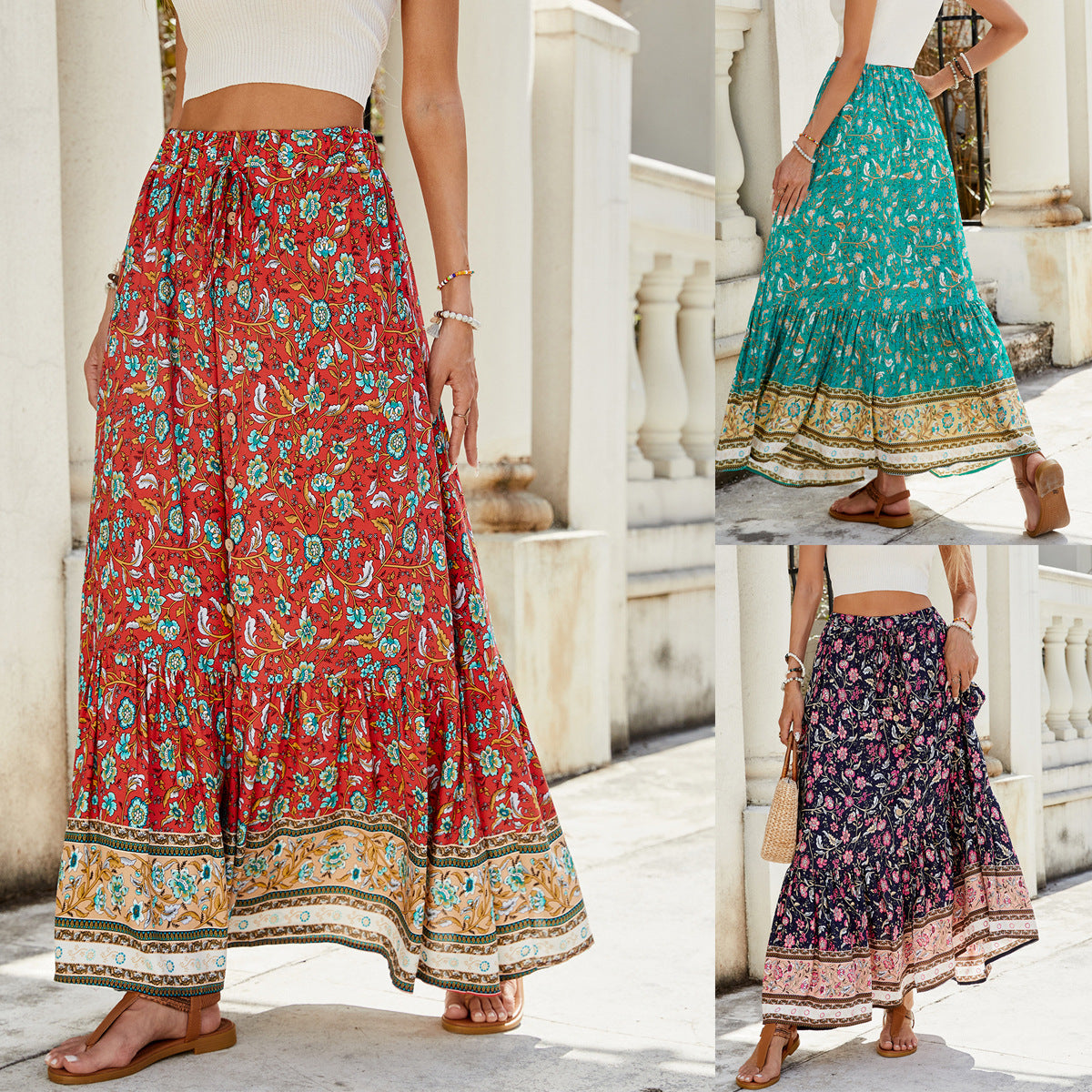 Jupe maxi bohémienne à imprimé floral Chic und Stil