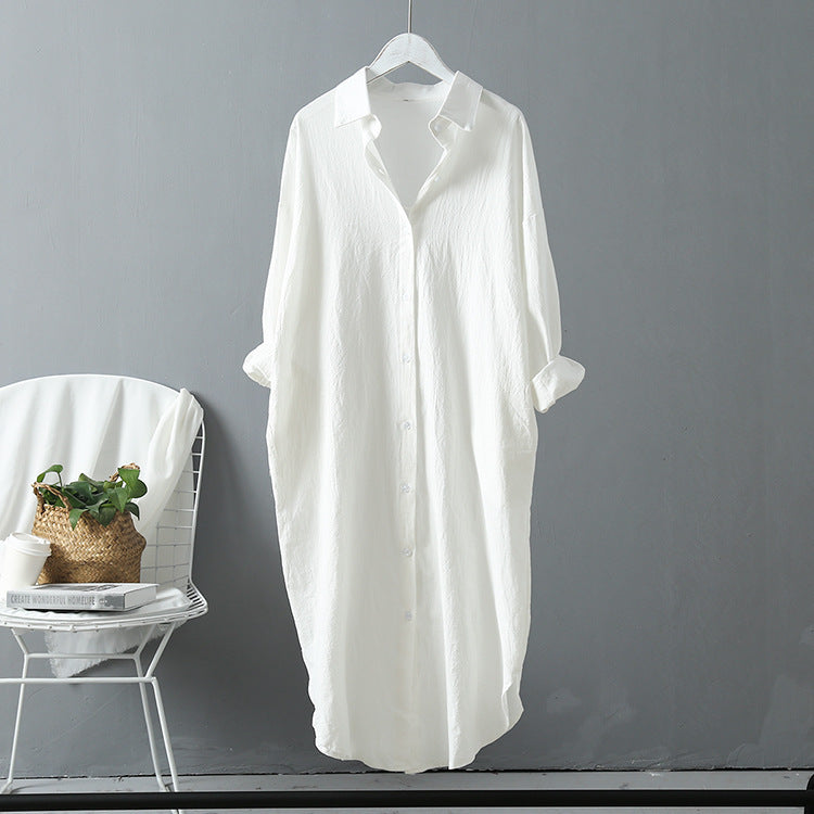 Robe chemise à manches longues pour femmes avec des détails de boutons classiques et des manches raglan Chic und Stil