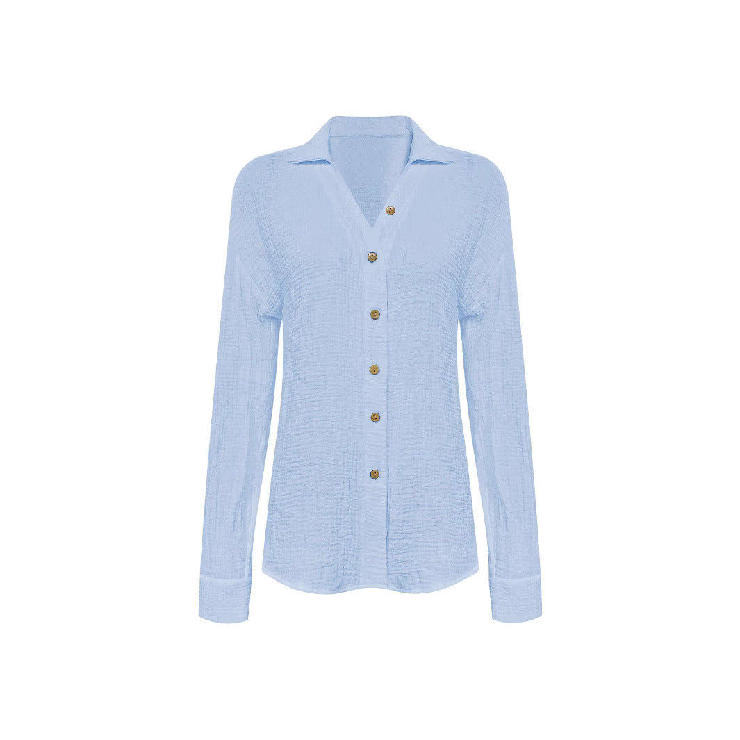 Blouse décontractée pour femmes avec détails de boutons et décolleté en V moderne Chic und Stil