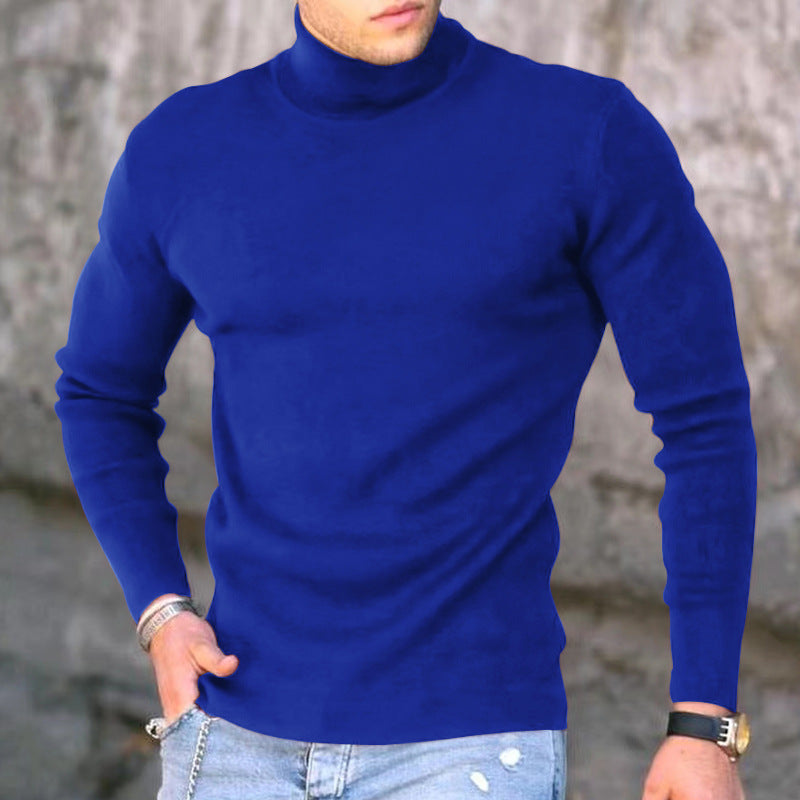 Hommes Haut de gamme Haut à col roulé en matériau élastique Chic und Stil