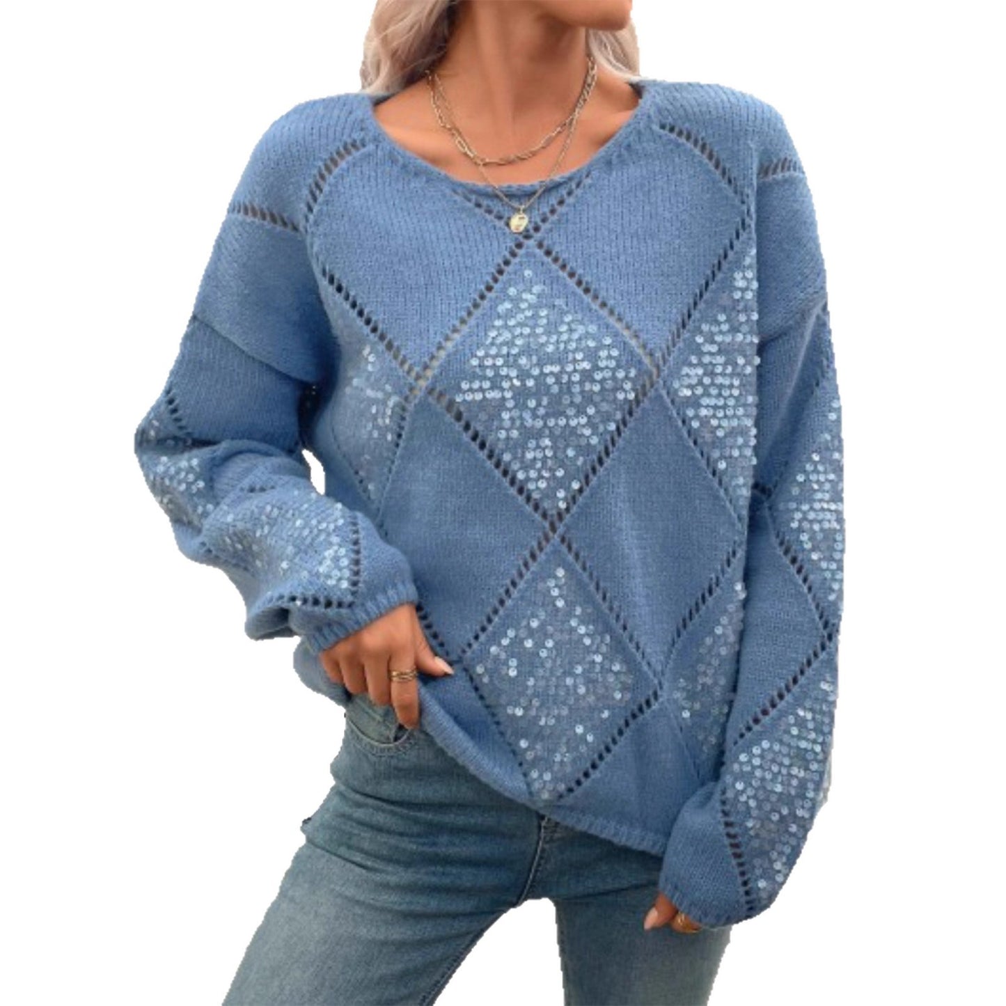 Pull en tricot à la mode pour femmes avec des détails scintillants Chic und Stil