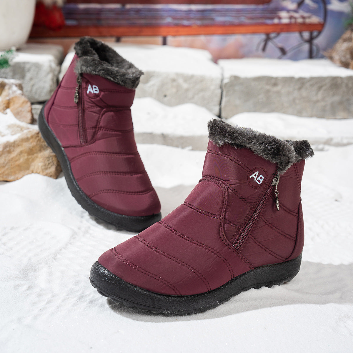 Bottes d'hiver pour femmes avec zip pratique et doublure intérieure douillette Chic und Stil