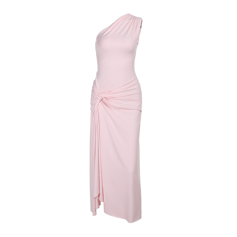 Robe maxi femme avec fente haute et une épaule Chic und Stil