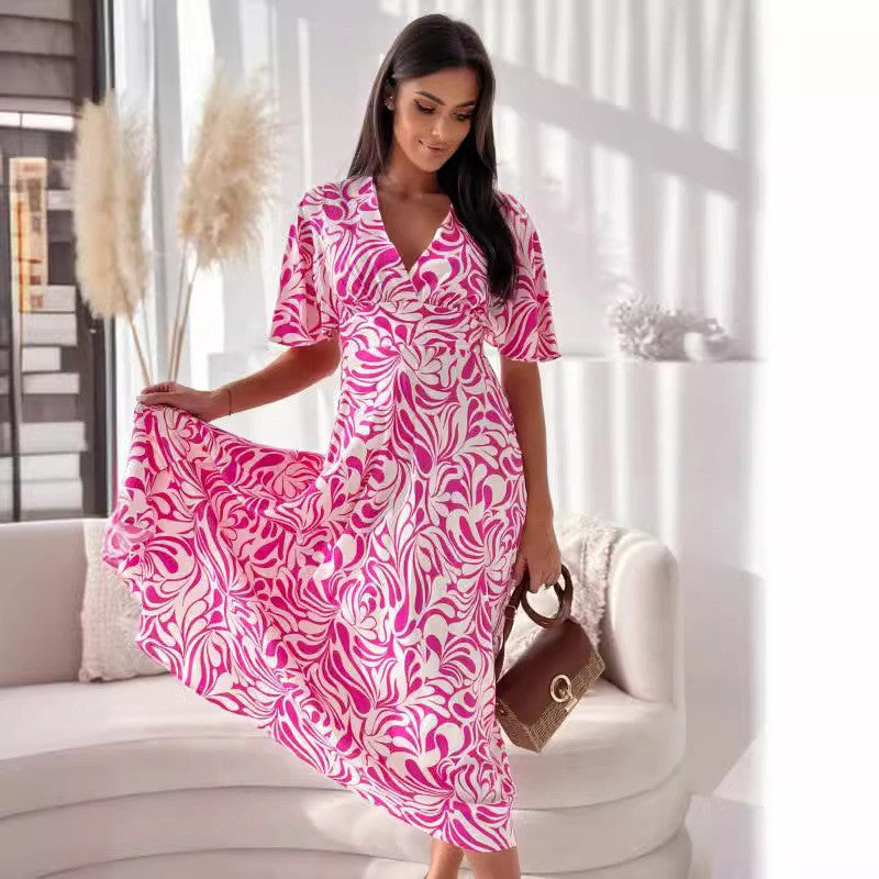 Dames Élégant Haute Fente Floral Robe Enroulée Chic und Stil