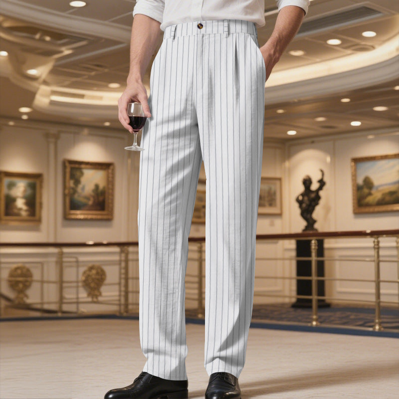 Pantalon de costume élégant pour hommes avec un fin motif à fines rayures et un grand confort de port Chic und Stil