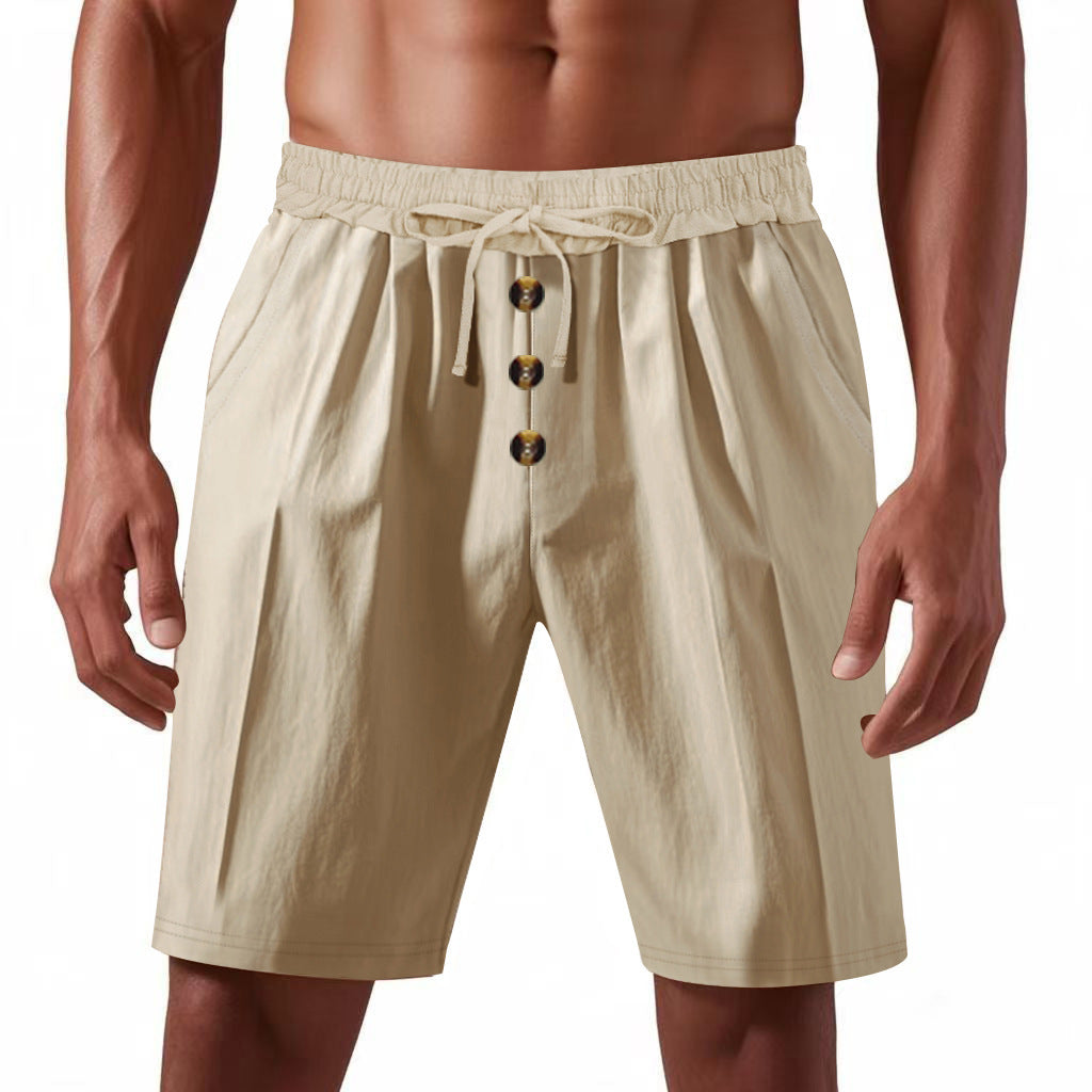 Shorts d'été légers pour hommes avec taille élastique et détails de bouton pratiques Chic und Stil