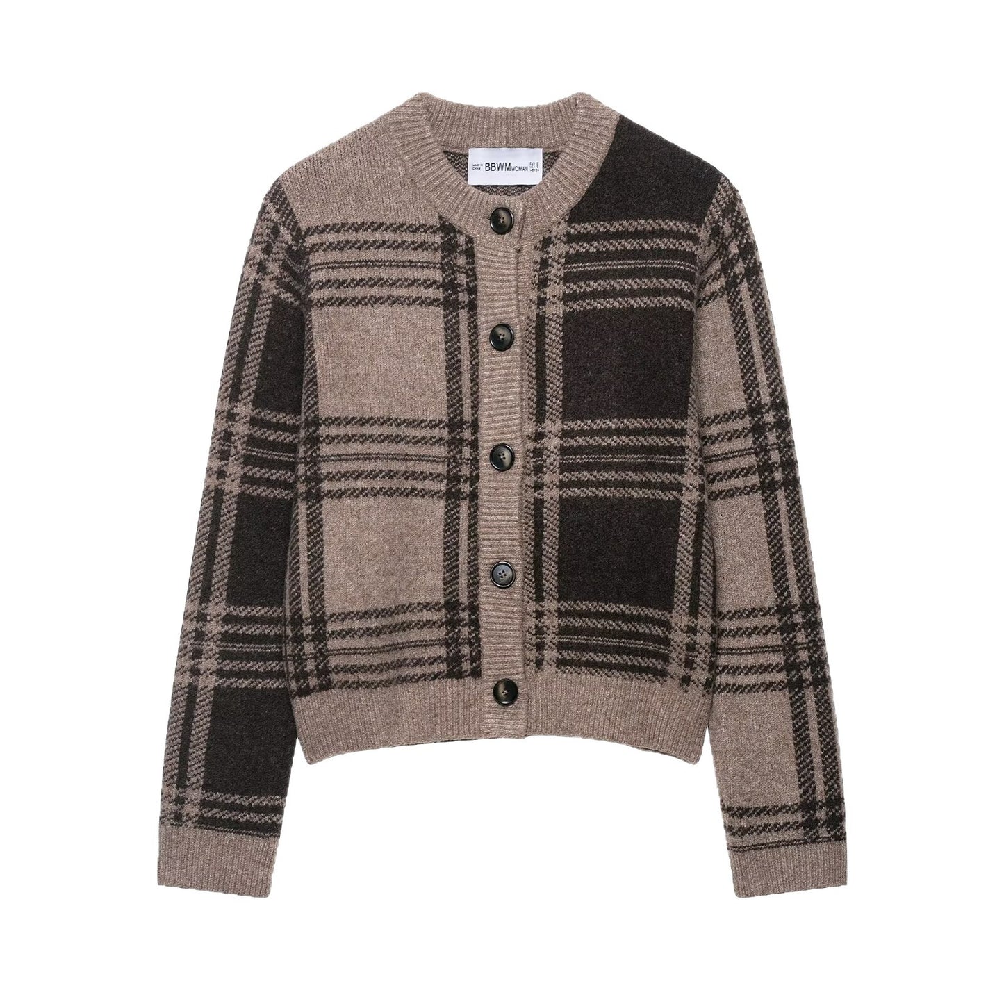 Dames cardigan à carreaux avec boutonnière et matériau doux Chic und Stil