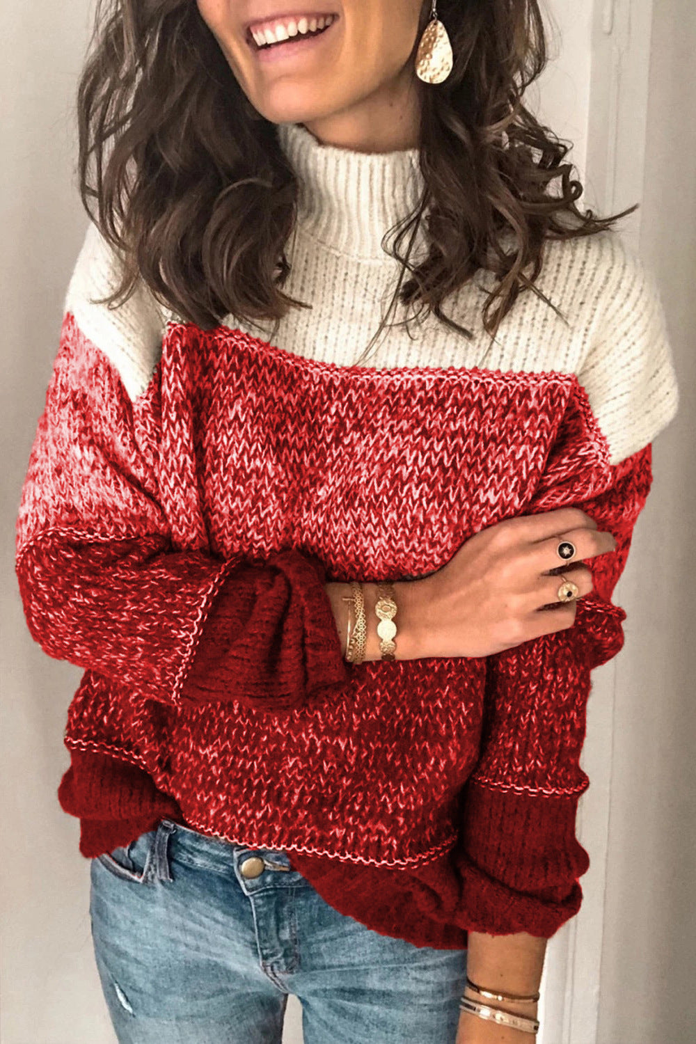 Pull femme en design moderne à structure avec col haut Chic und Stil