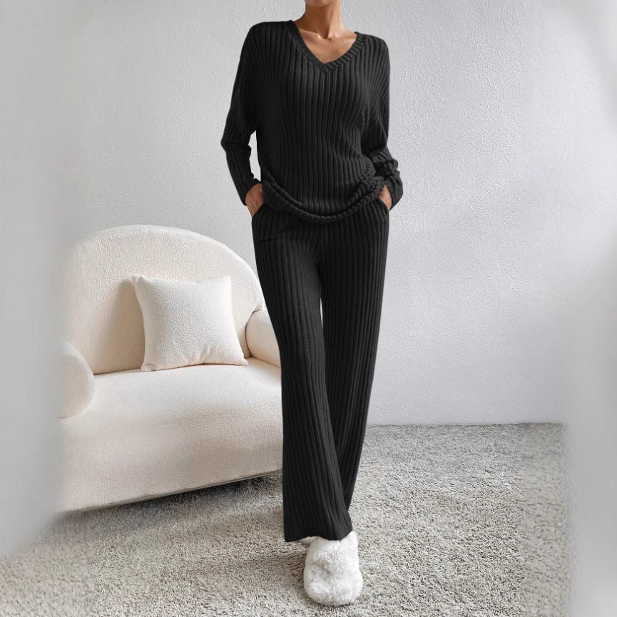 Costume en maille côtelée confortable pour femmes à coupe large Chic und Stil