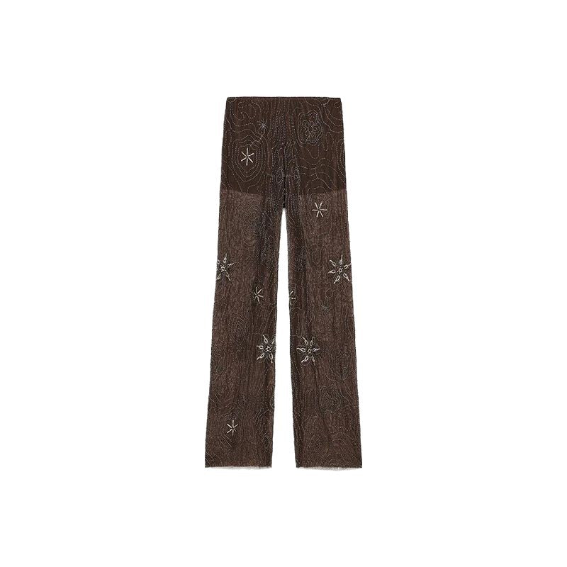 Dames Élégante, brodée Paillettes-pantalon en style Palazzo Chic und Stil