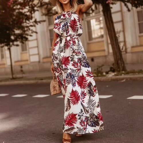 Robe maxi pour femmes avec motif floral et ceinture réglable Chic und Stil