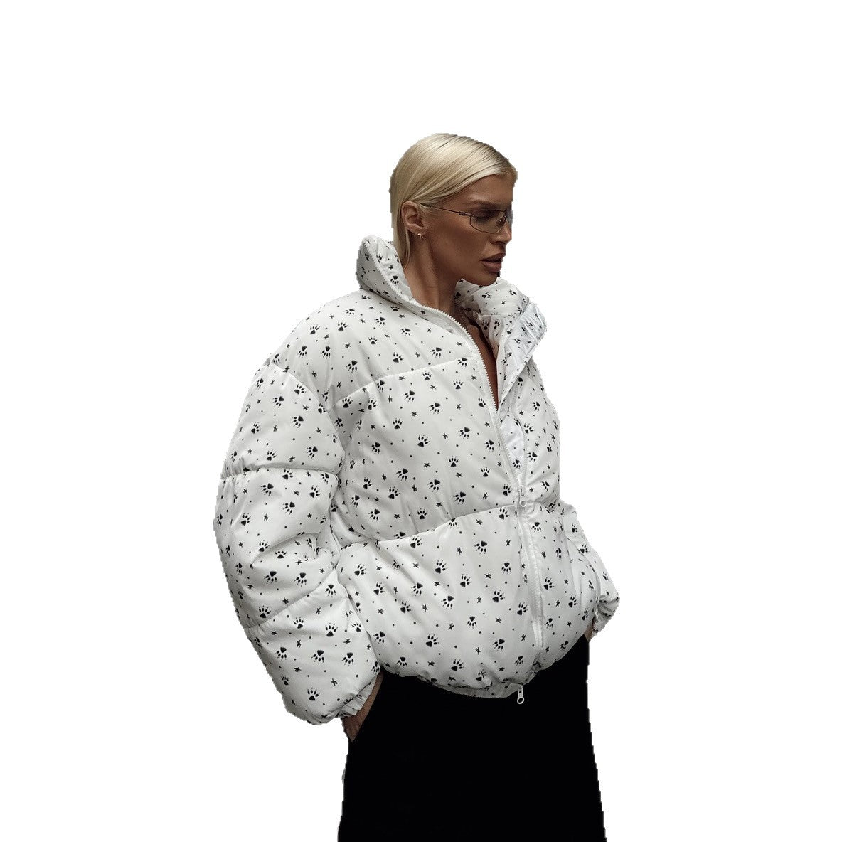 Dames doudoune avec motifs floraux et col haut Chic und Stil