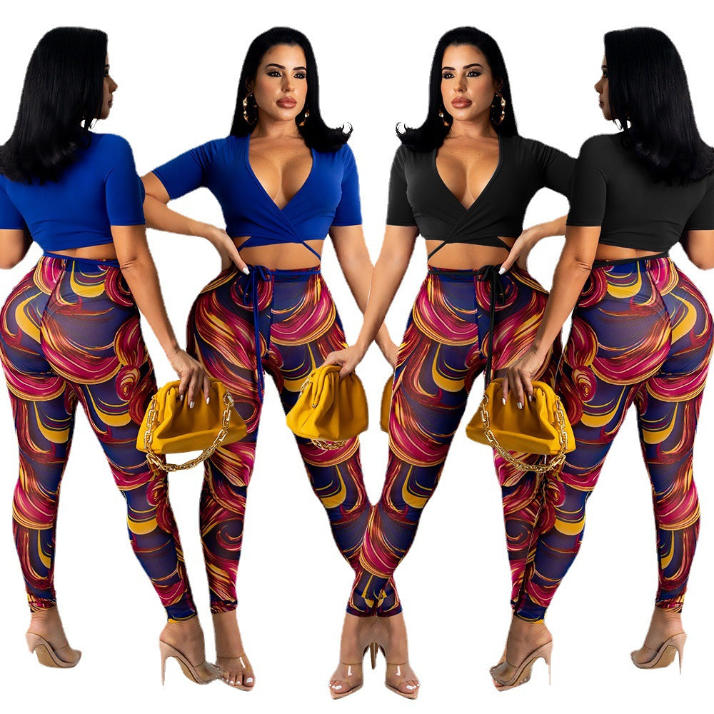 Women's Chic and Stylish Vibrant Abstract Print High Waist Leggings