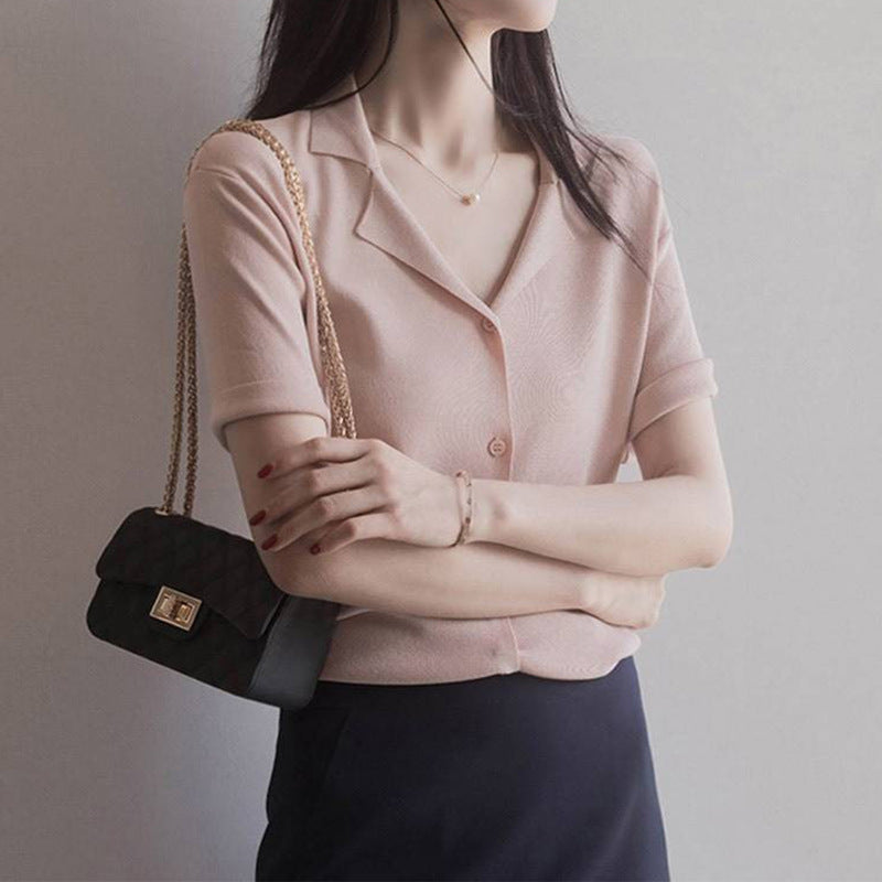 Blouse à boutons à manches courtes pour femmes Chic und Stil
