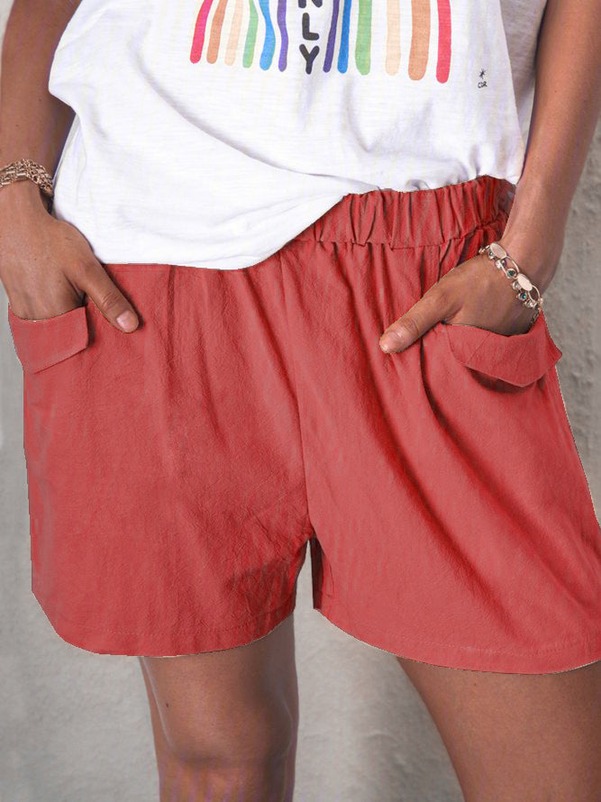 Shorts Femme Freizeit Taille Haute avec Poches Chic und Stil