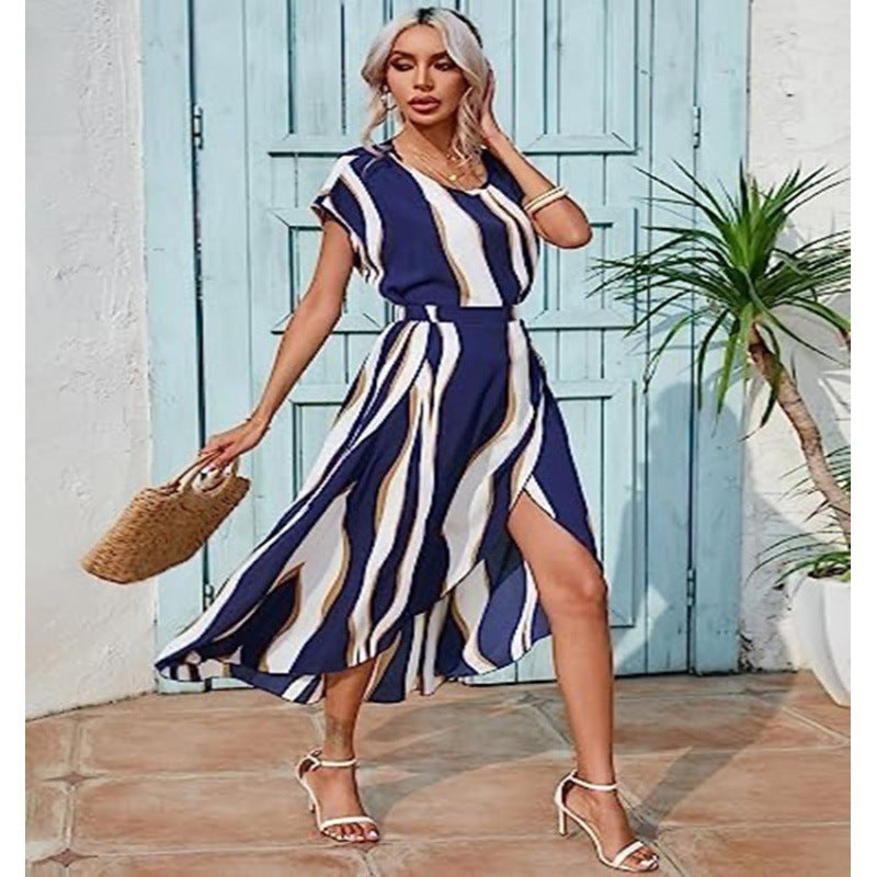 Femmes Robe Maxi Élégante avec Fente Latérale et Silhouette Fluide Chic und Stil