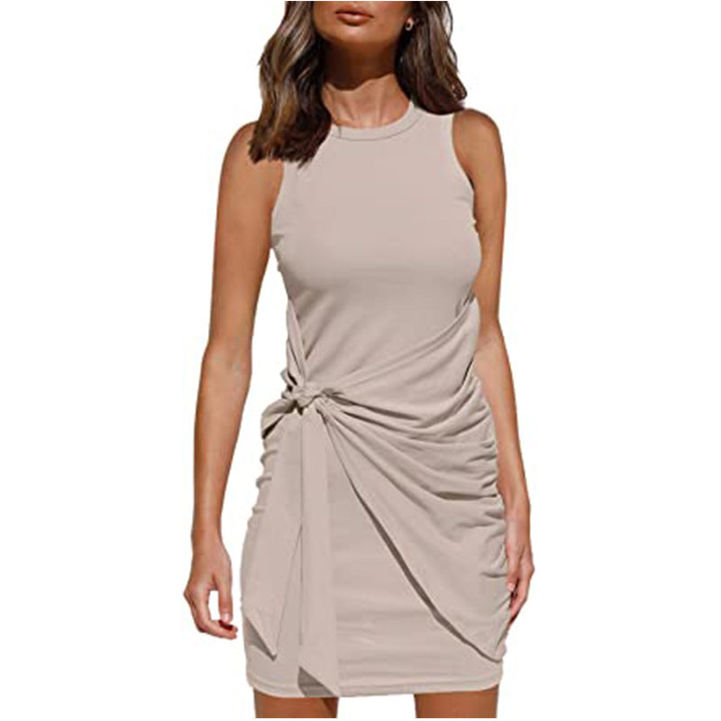 Robe Mini Drapée Tournée Sans Manches Chic und Stil