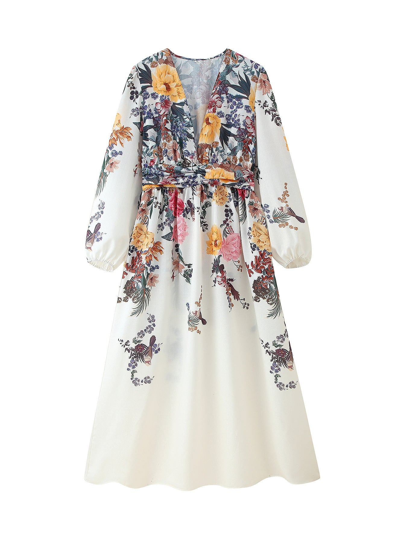 Robe maxi femme avec motifs floraux et éléments de fronces raffinés Chic und Stil