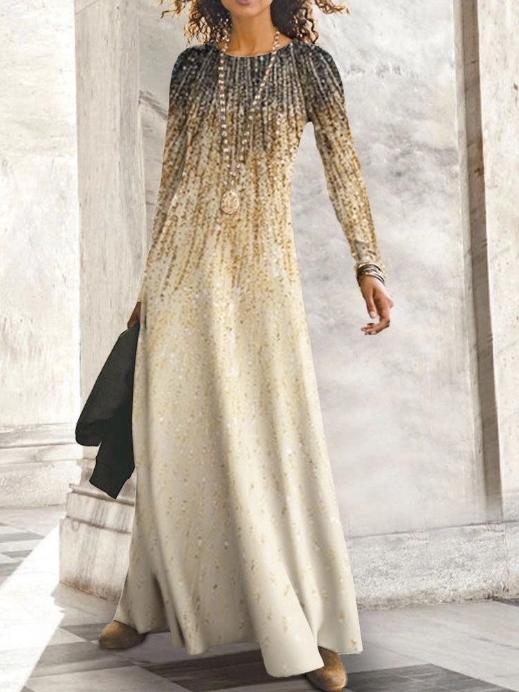 Robe maxi femme avec dégradé de couleurs élégantes et manches longues Chic und Stil