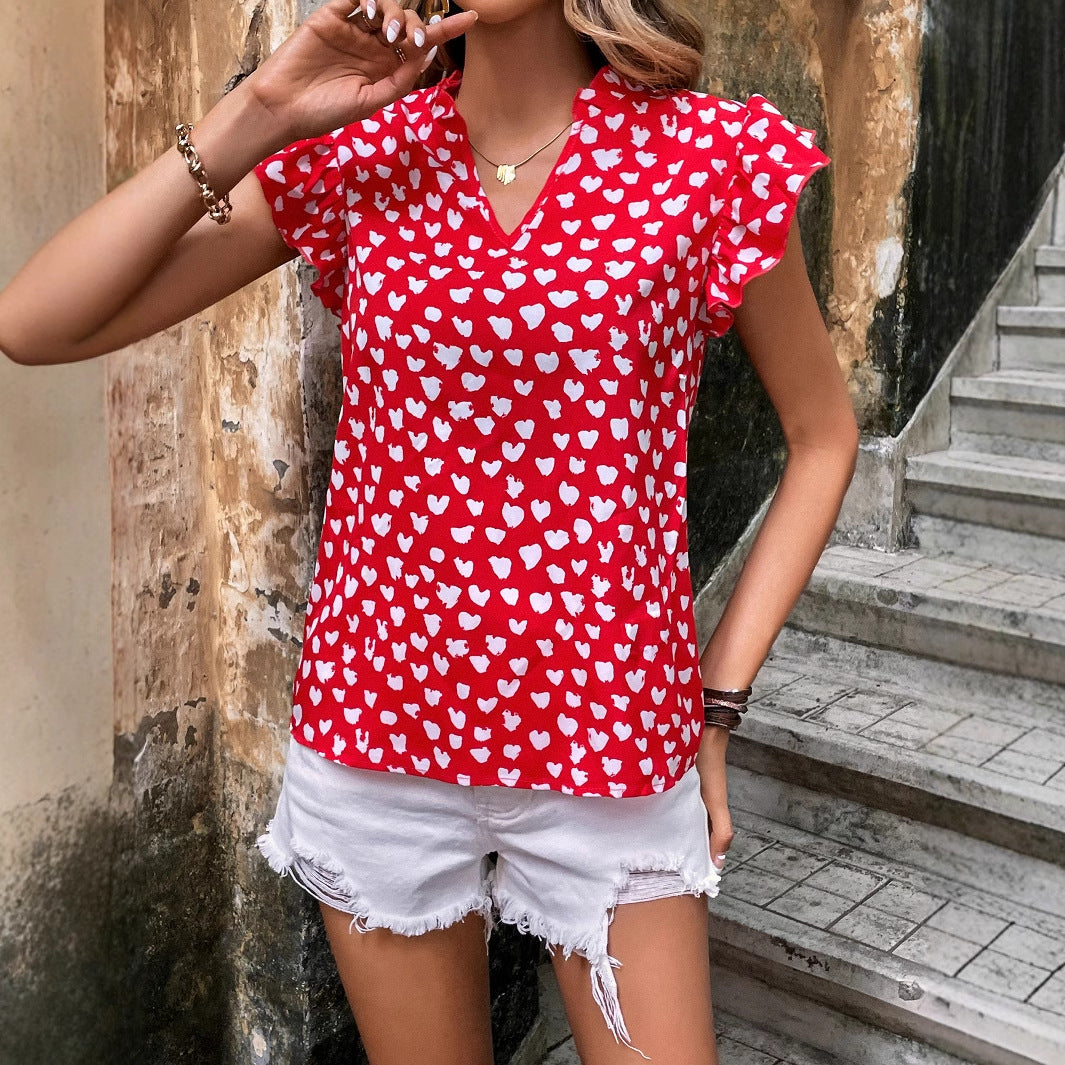 Chemisier pour femme avec des détails en volants et un motif en cœur Chic und Stil