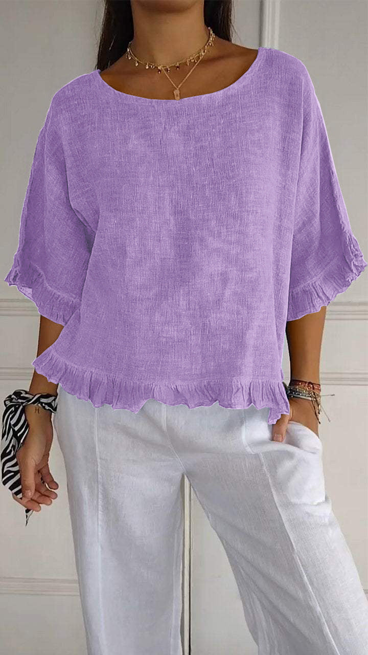 Blouse décontractée pour femmes avec bordure froncée Chic und Stil