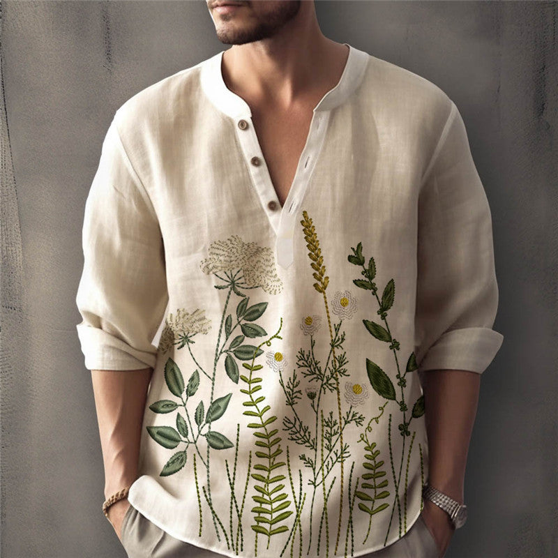 Chemise élégante pour hommes brodée de fleurs Chic und Stil