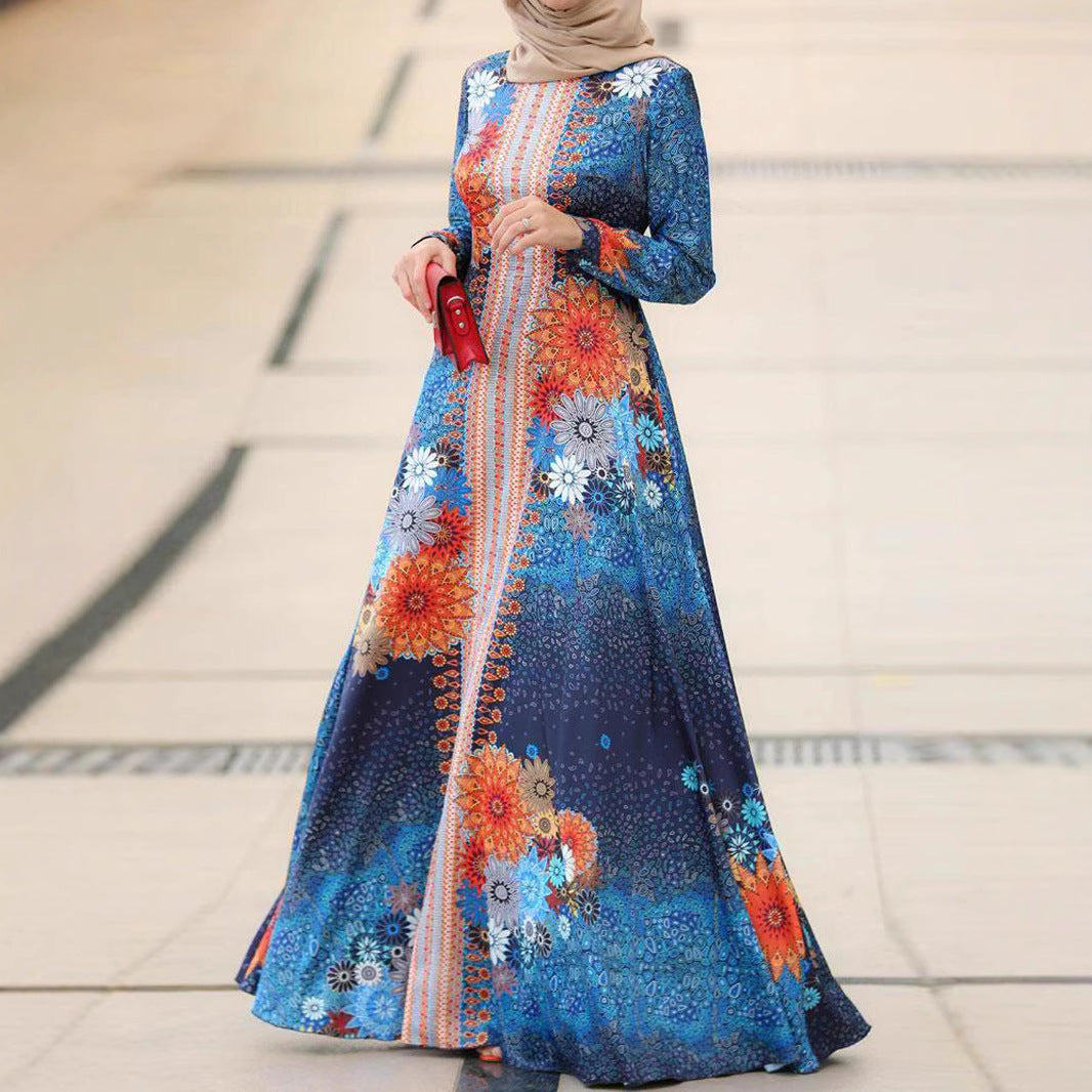 Robe maxi femme avec accents floraux et coupe élégante et fluide Chic und Stil