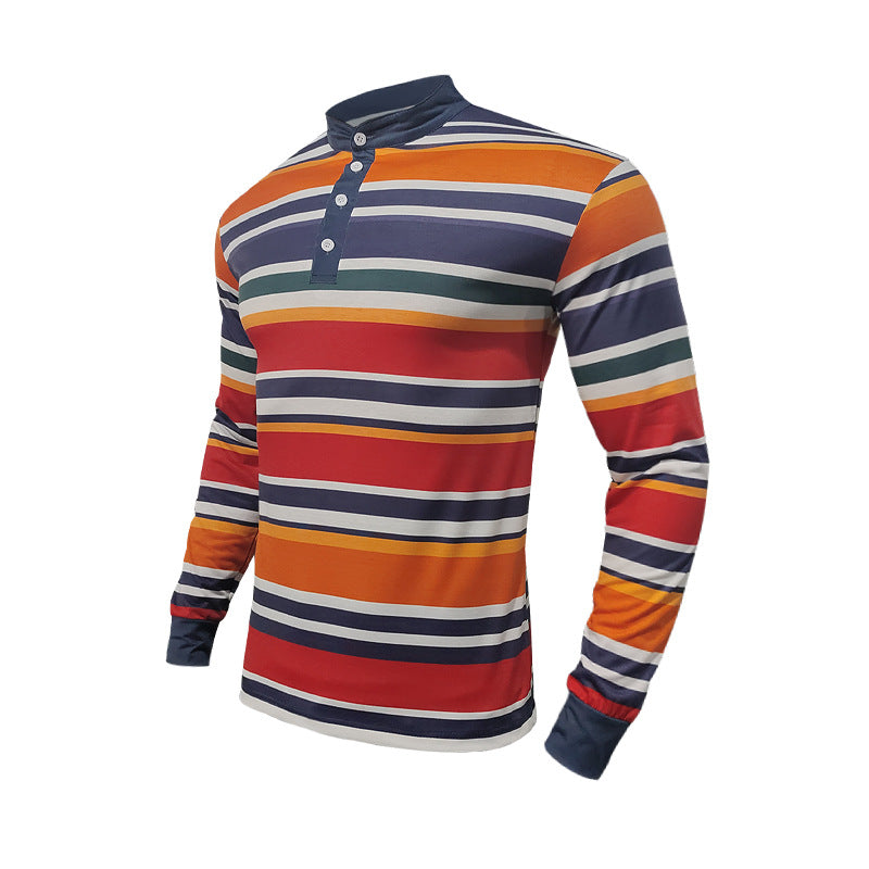 Homme T-shirt Henley à manches longues avec motif en fines rayures et col moderne Chic und Stil