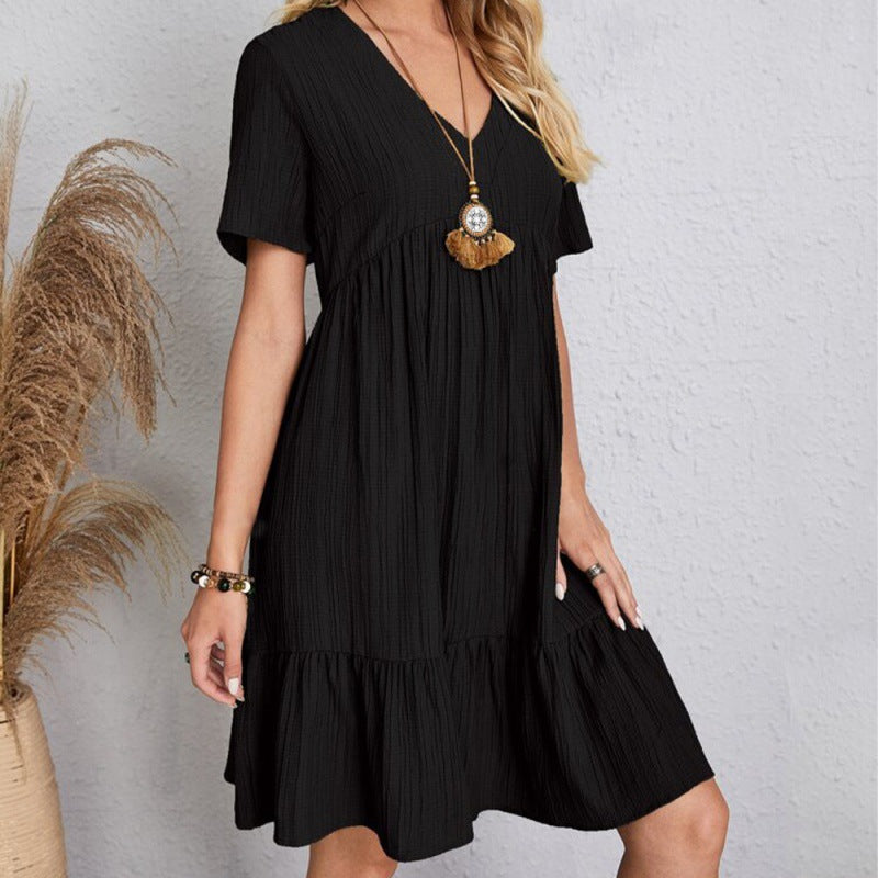 Robe fluide à volants pour femmes avec décolleté en V Chic und Stil