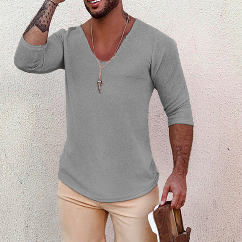 Chemise à col V pour hommes avec design de structure innovant Chic und Stil