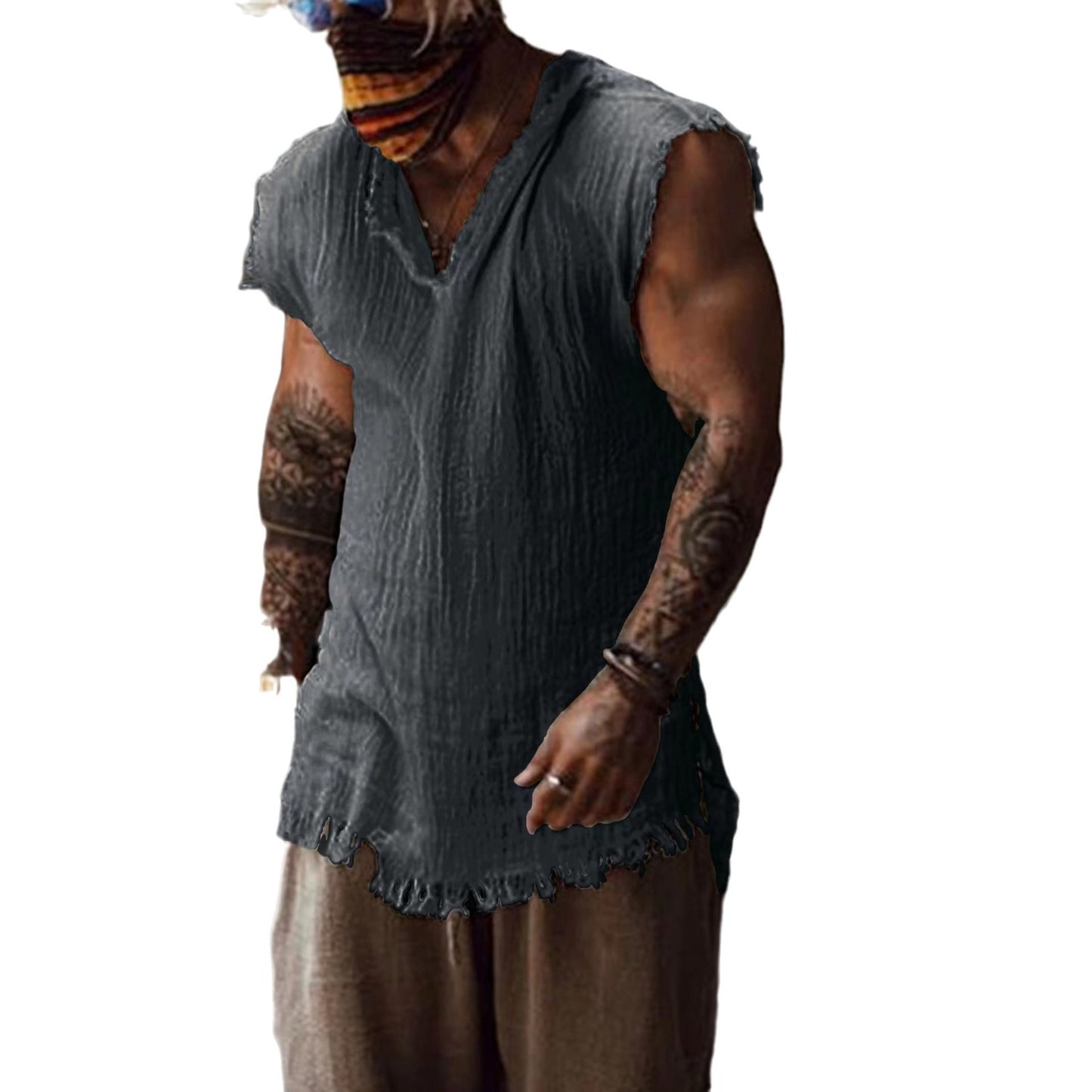 Chemise décontractée pour hommes avec décolleté en V et ourlet effiloché Chic und Stil