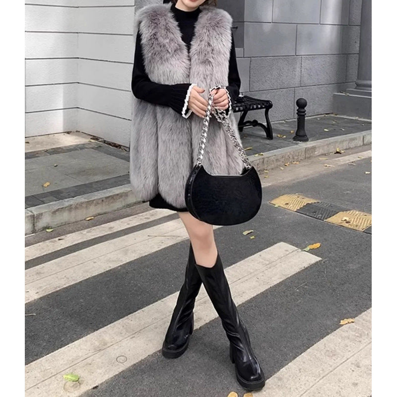 Robe en tricot élégante à col montant pour femme Chic und Stil