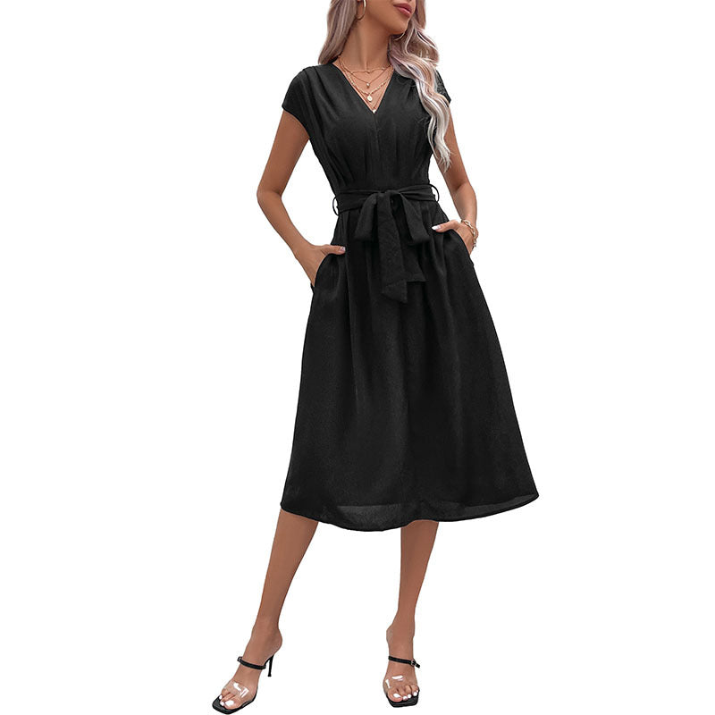 Robe midi élégante cintrée à la taille pour femmes Chic und Stil