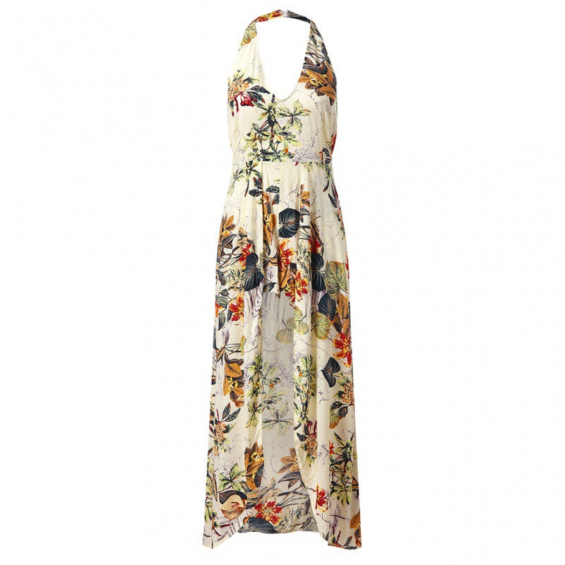 Robe maxi à fente haute imprimé tropical pour femmes Chic und Stil