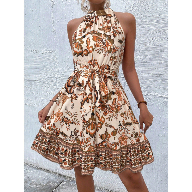 Robe mini sans manches à fleurs pour femmes Chic und Stil