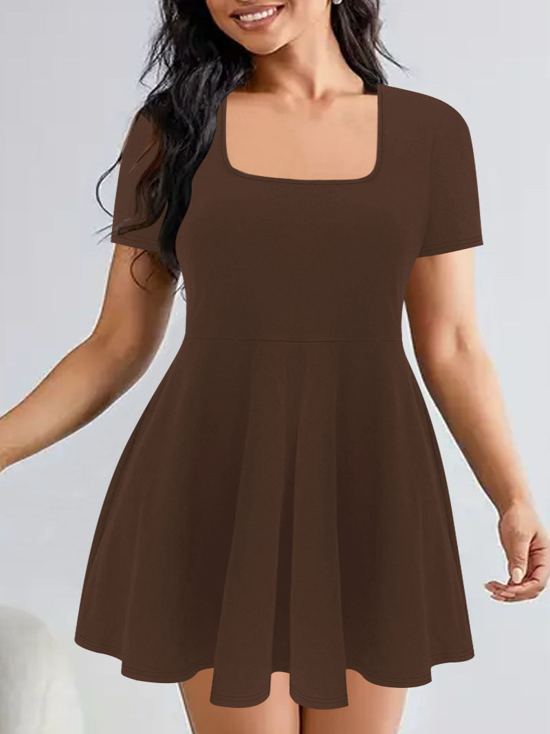 Robe swing en A pour femmes avec décolleté carré Chic und Stil