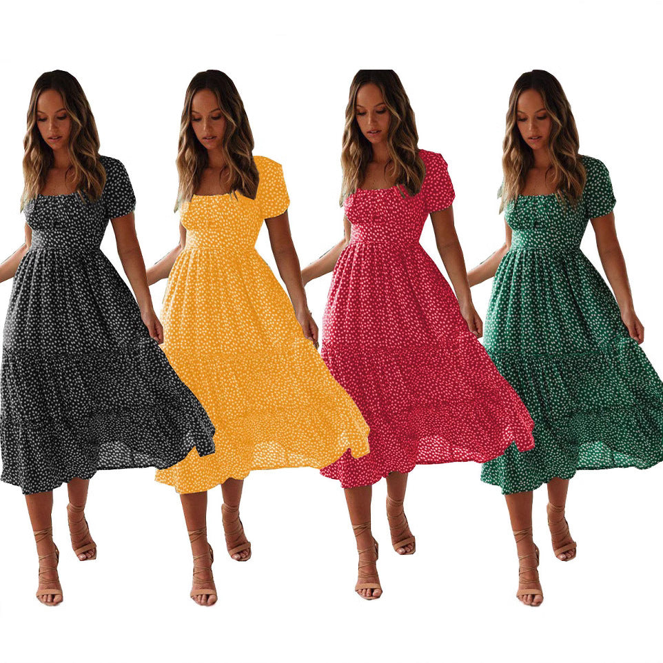 Robe midi à fleurs à volants pour femme Chic und Stil